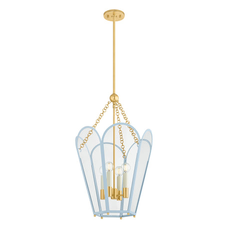 Ravenna Large Pendant 16", Light Blue and Aged Brass