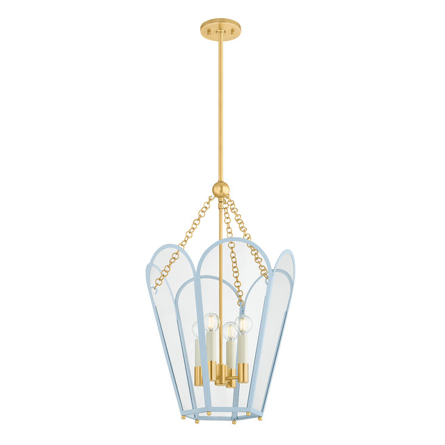 Ravenna Large Pendant 16", Light Blue and Aged Brass