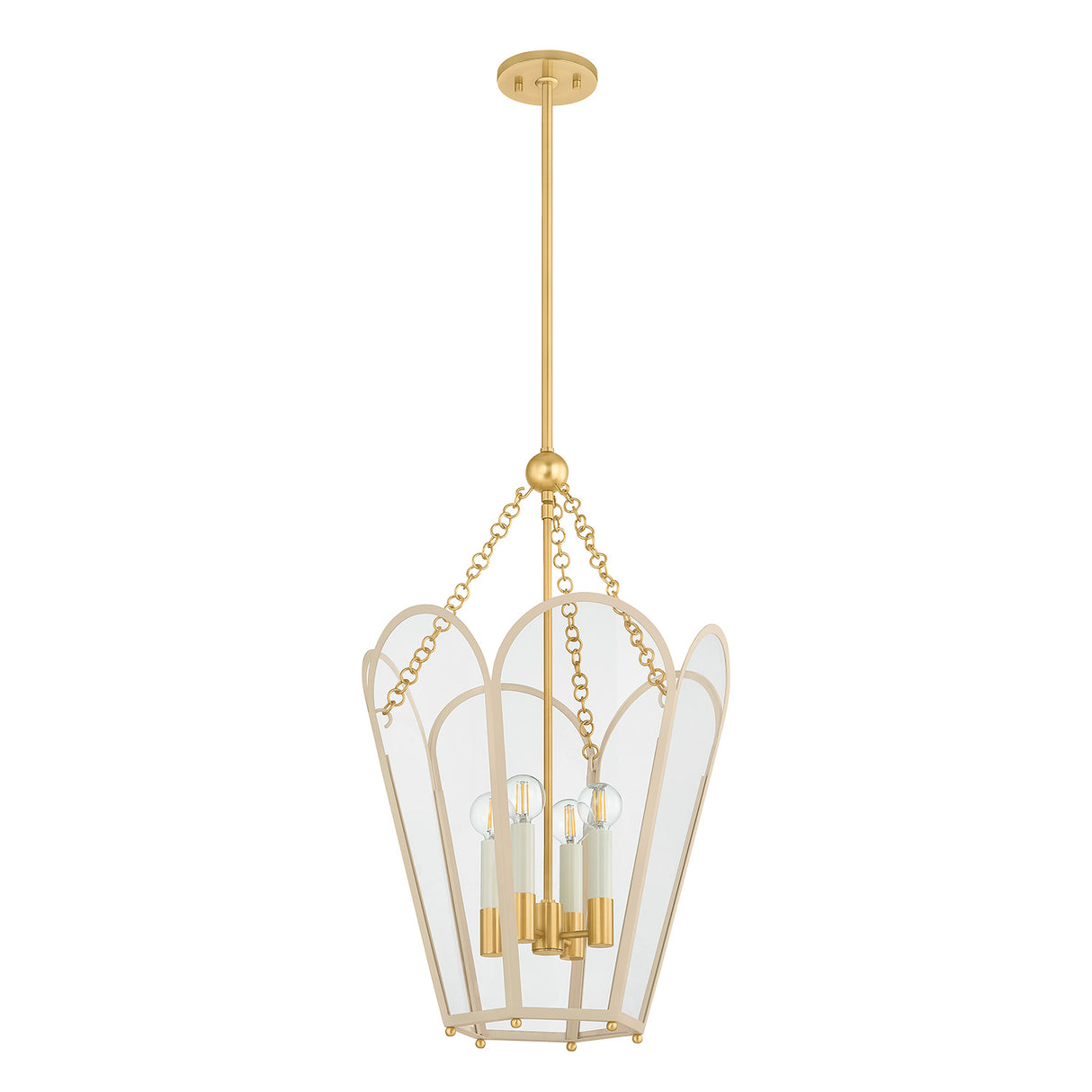 Ravenna Large Pendant 16", Cream and Aged Brass