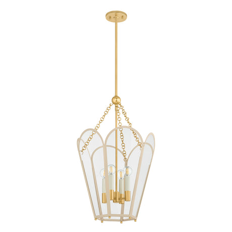 Ravenna Large Pendant 16", Cream and Aged Brass