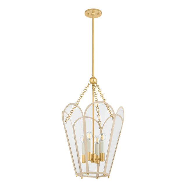 Ravenna Large Pendant 16", Cream and Aged Brass