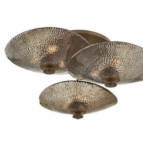 Azaria 3 Shade Semi-Flush 36", Bronze Piastra Glass