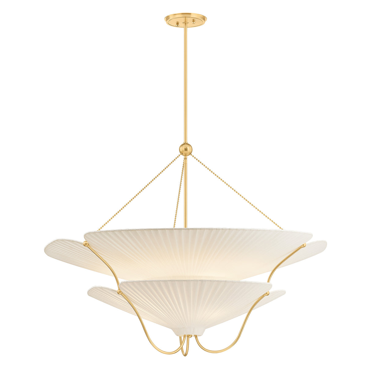 Marcelle Oversized Pendant 40", Aged Brass and Linen
