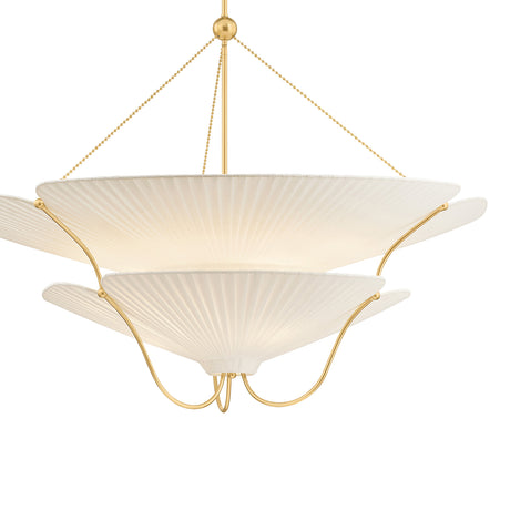 Marcelle Oversized Pendant 40", Aged Brass and Linen