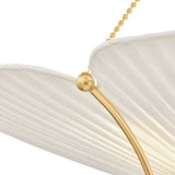 Marcelle Large Pendant 28", Aged Brass and Linen