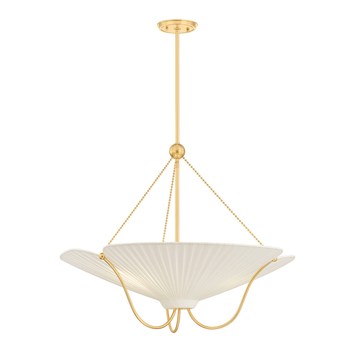 Marcelle Large Pendant 28", Aged Brass and Linen