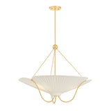 Marcelle Large Pendant 28", Aged Brass and Linen
