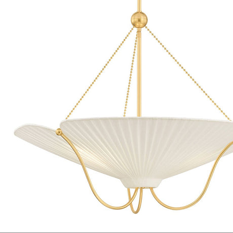 Marcelle Large Pendant 28", Aged Brass and Linen
