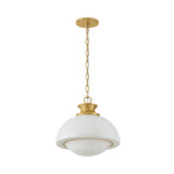 Leonie Pendant 15", Aged Brass and Milk Glass