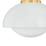 Leonie Pendant 15", Aged Brass and Milk Glass