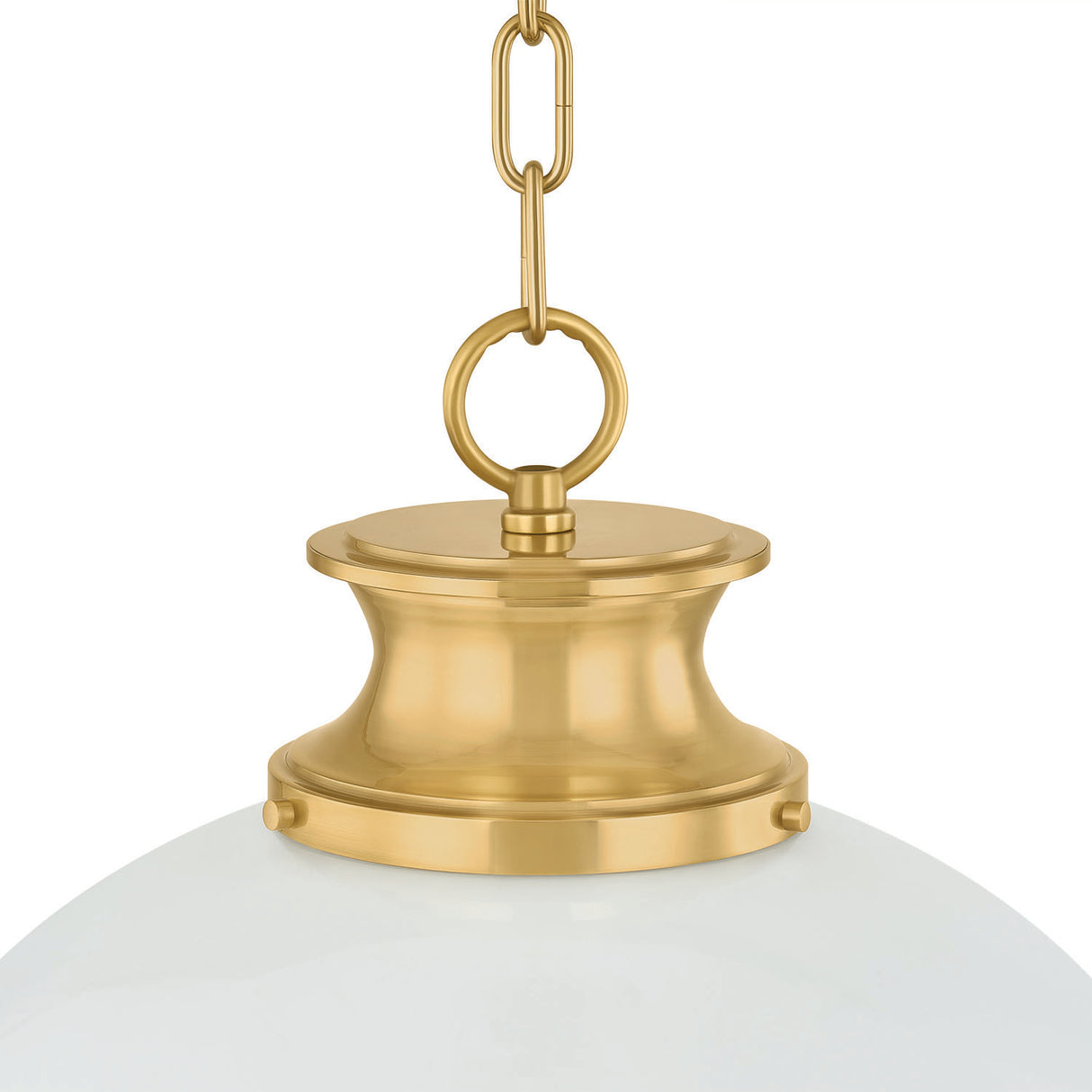 Leonie Pendant 15", Aged Brass and Milk Glass