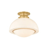 Leonie Small Semi-Flush 11", Aged Brass and Milk Glass