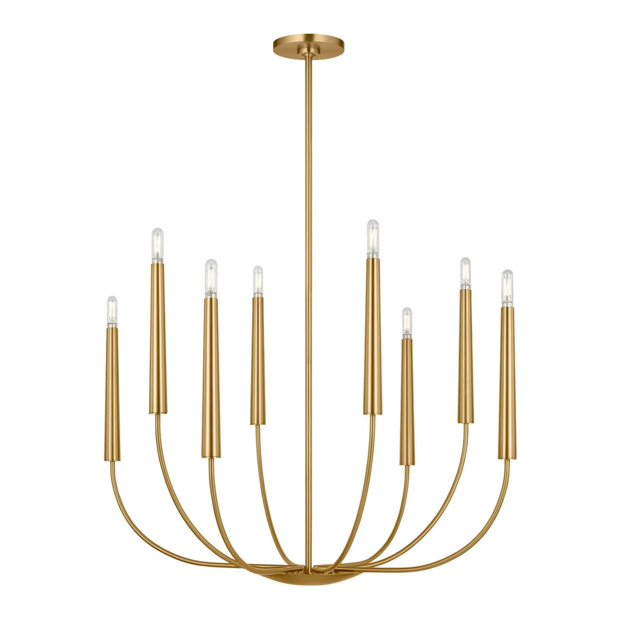 Solana 8 Light Chandelier 34", Modern Brass