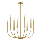 Solana 8 Light Chandelier 34", Modern Brass
