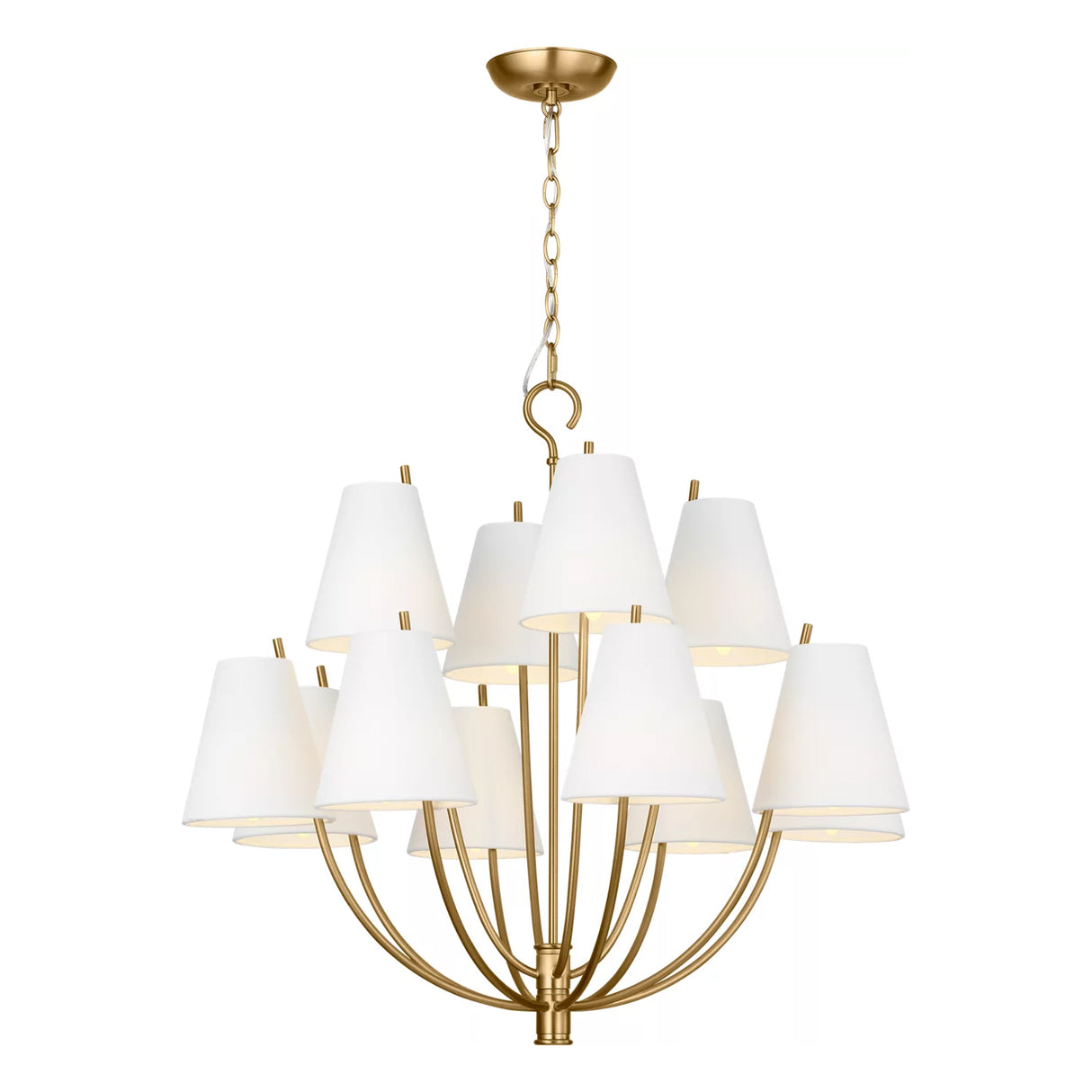Cordelia 12 Light Chandelier 30", Modern Brass