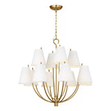 Cordelia 12 Light Chandelier 30", Modern Brass