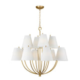 Cordelia 12 Light Chandelier 40", Modern Brass