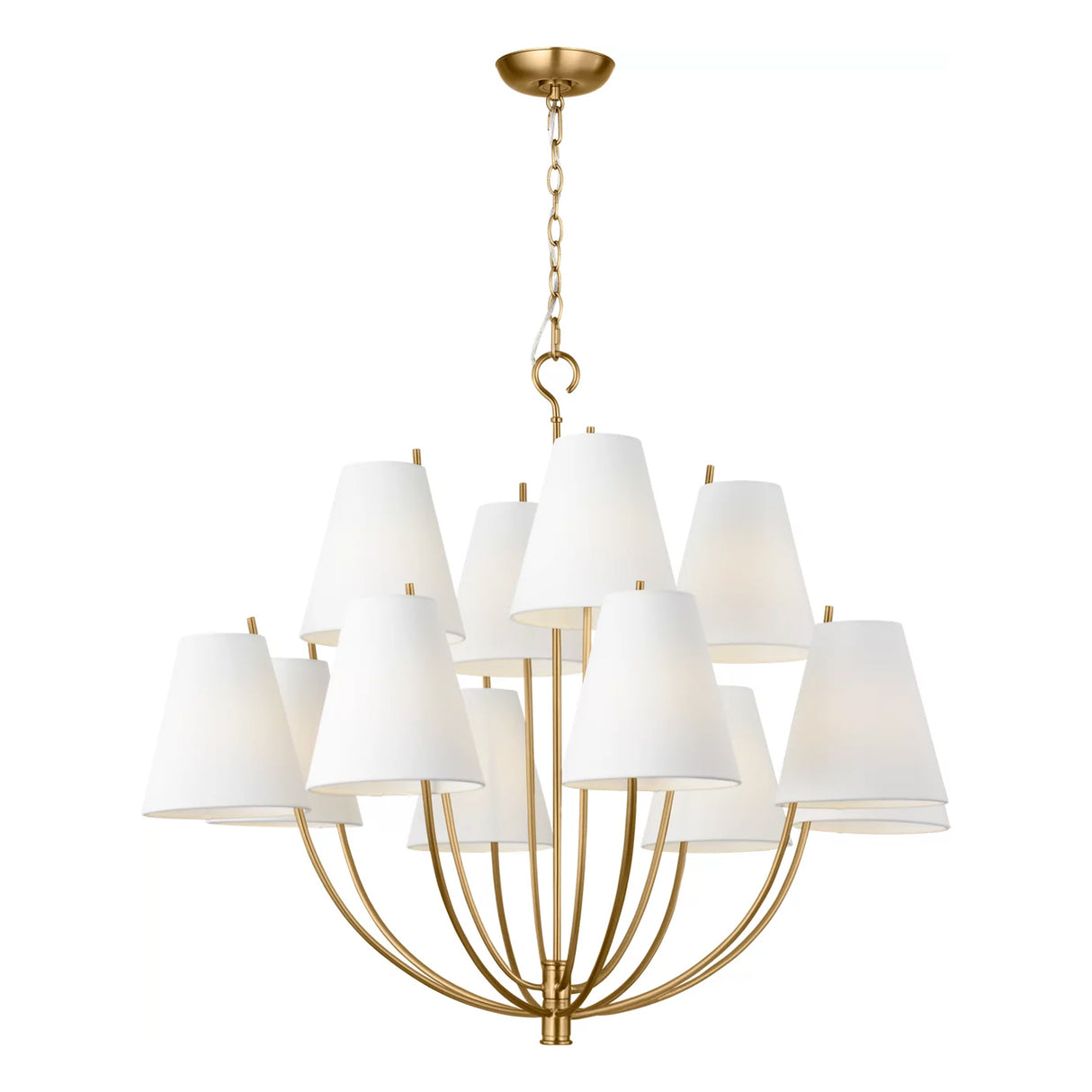 Cordelia 12 Light Chandelier 40", Modern Brass
