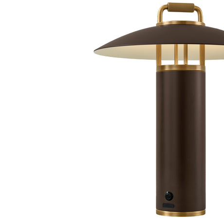 Bayard Rechargeable Table Lamp 14", Bronze and Patina Brass