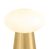 Gwyn Rechargeable Table Lamp 10", Aged Brass and Cloud Glass
