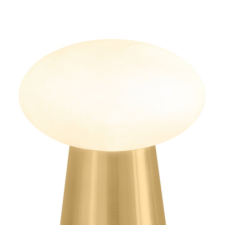 Gwyn Rechargeable Table Lamp 10", Aged Brass and Cloud Glass
