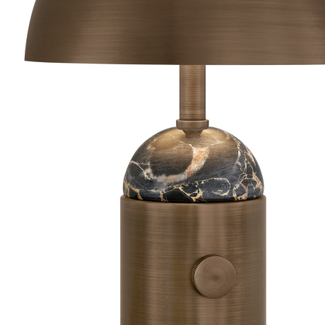 Bronte Rechargeable Table Lamp 14", Heritage Bronze and Marble