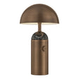 Bronte Rechargeable Table Lamp 14", Heritage Bronze and Marble, front view of a brushed dome shade above veined marble
