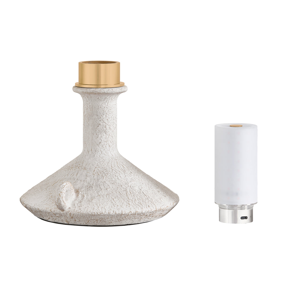 Gemina Rechargeable Table Lamp 12", Artisan Ceramic White