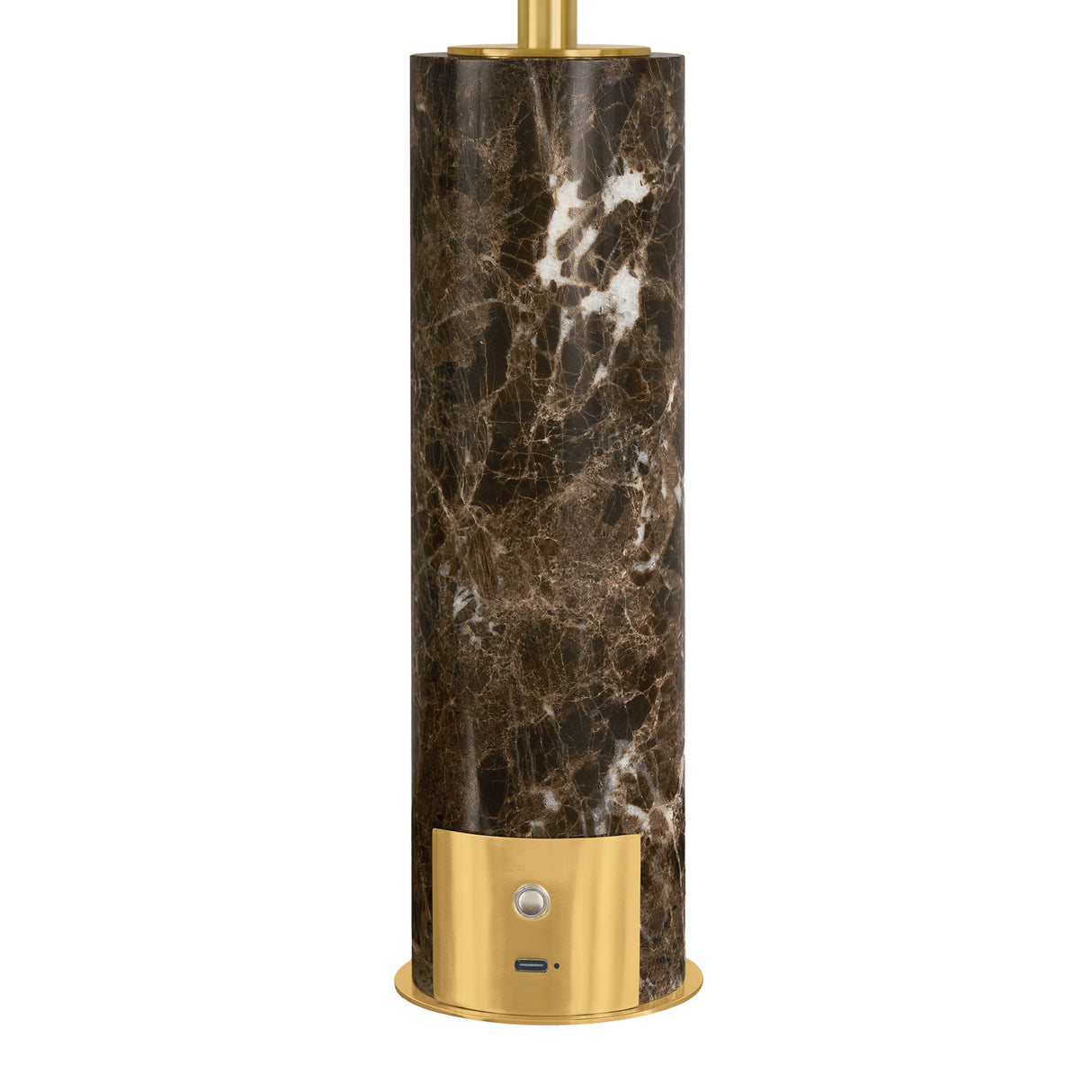 Close-up of marble base and USB-C charging port on modern rechargeable portable 15" table lamp