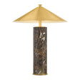 Modern brown marble and brass rechargeable portable 15" table lamp