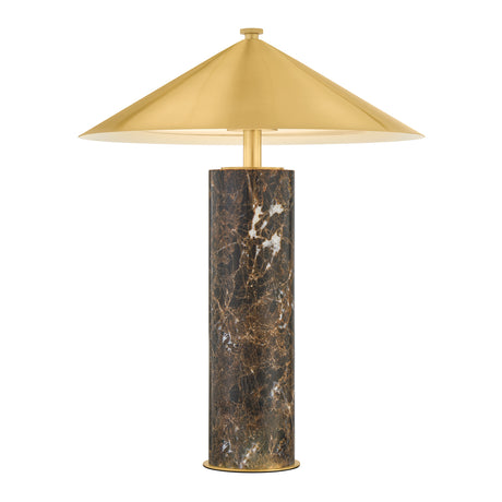 Modern brown marble and brass rechargeable portable 15" table lamp