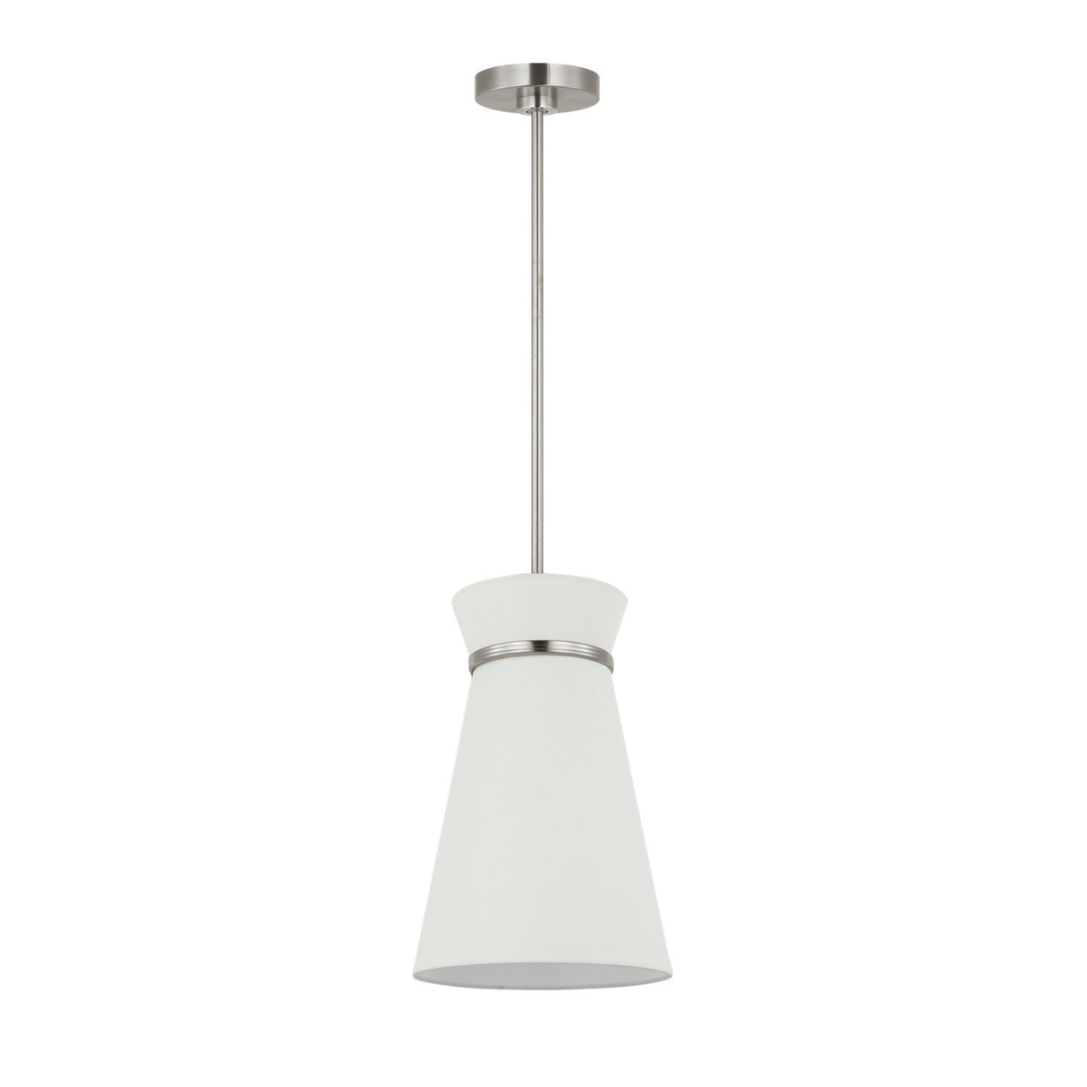 Veronica Pendant 10", Brushed Nickel and White Linen