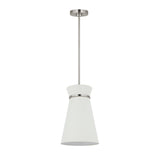 Veronica Pendant 10", Brushed Nickel and White Linen