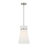 Veronica Pendant 10", Brushed Nickel and White Linen