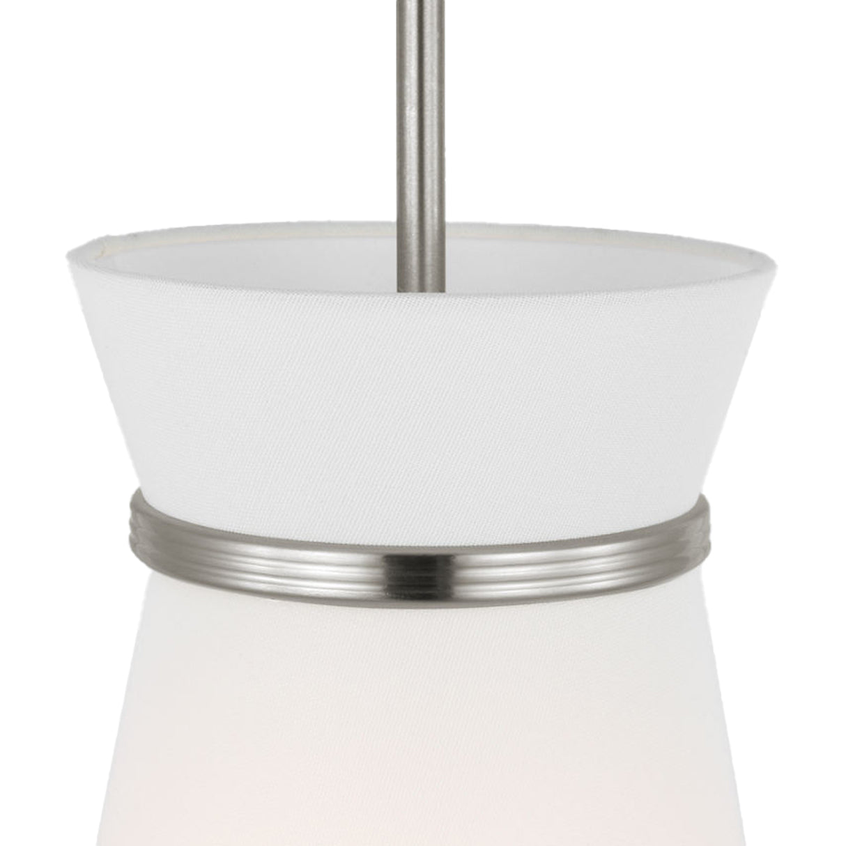 Veronica Pendant 10", Brushed Nickel and White Linen