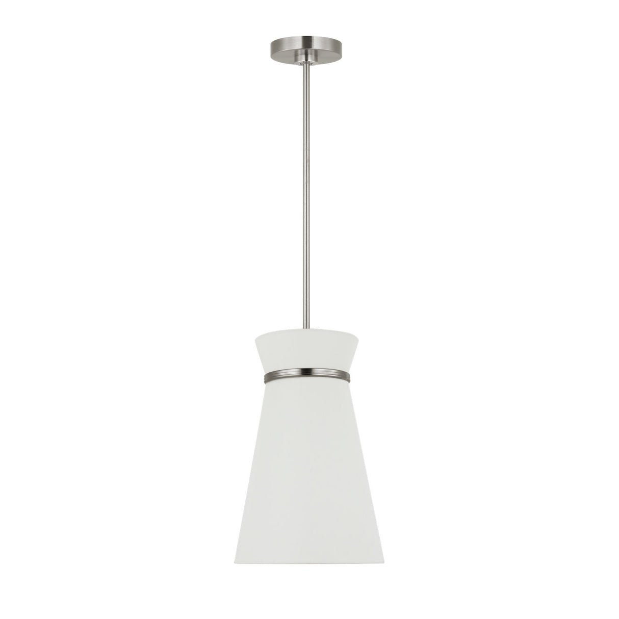 Veronica Pendant 10", Brushed Nickel and White Linen