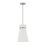 Veronica Pendant 10", Brushed Nickel and White Linen