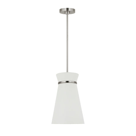 Veronica Pendant 10", Brushed Nickel and White Linen