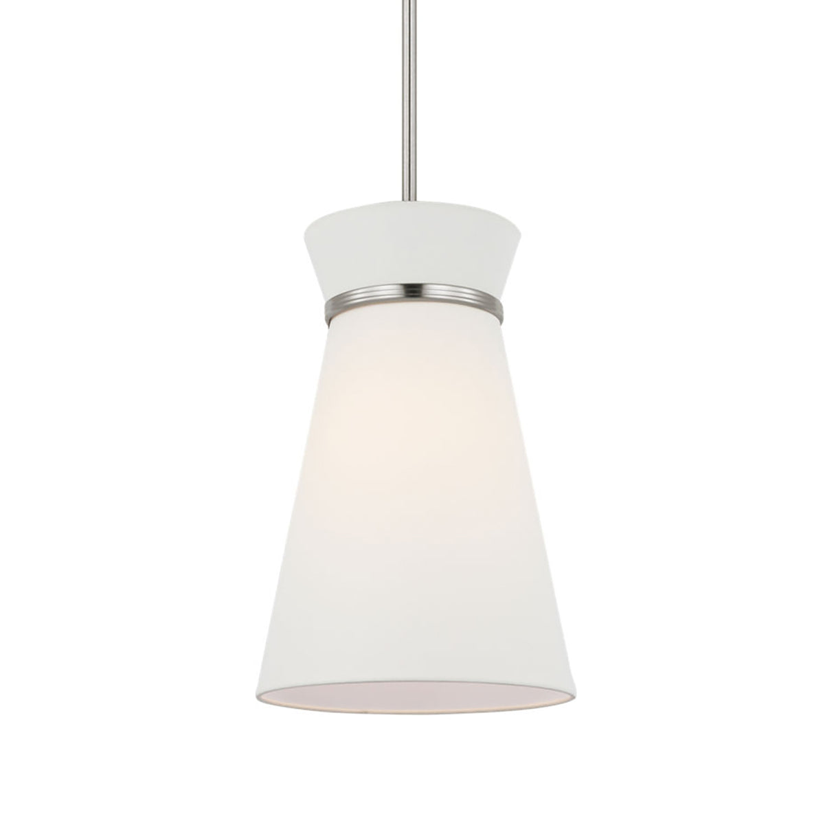 Veronica Pendant 10", Brushed Nickel and White Linen