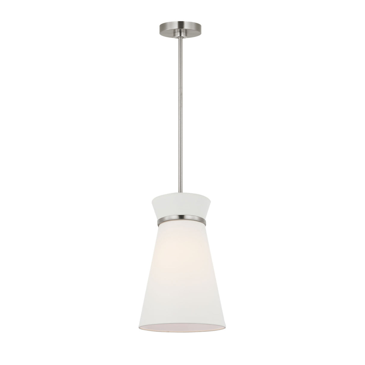 Veronica Pendant 10", Brushed Nickel and White Linen