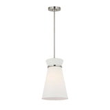 Veronica Pendant 10", Brushed Nickel and White Linen