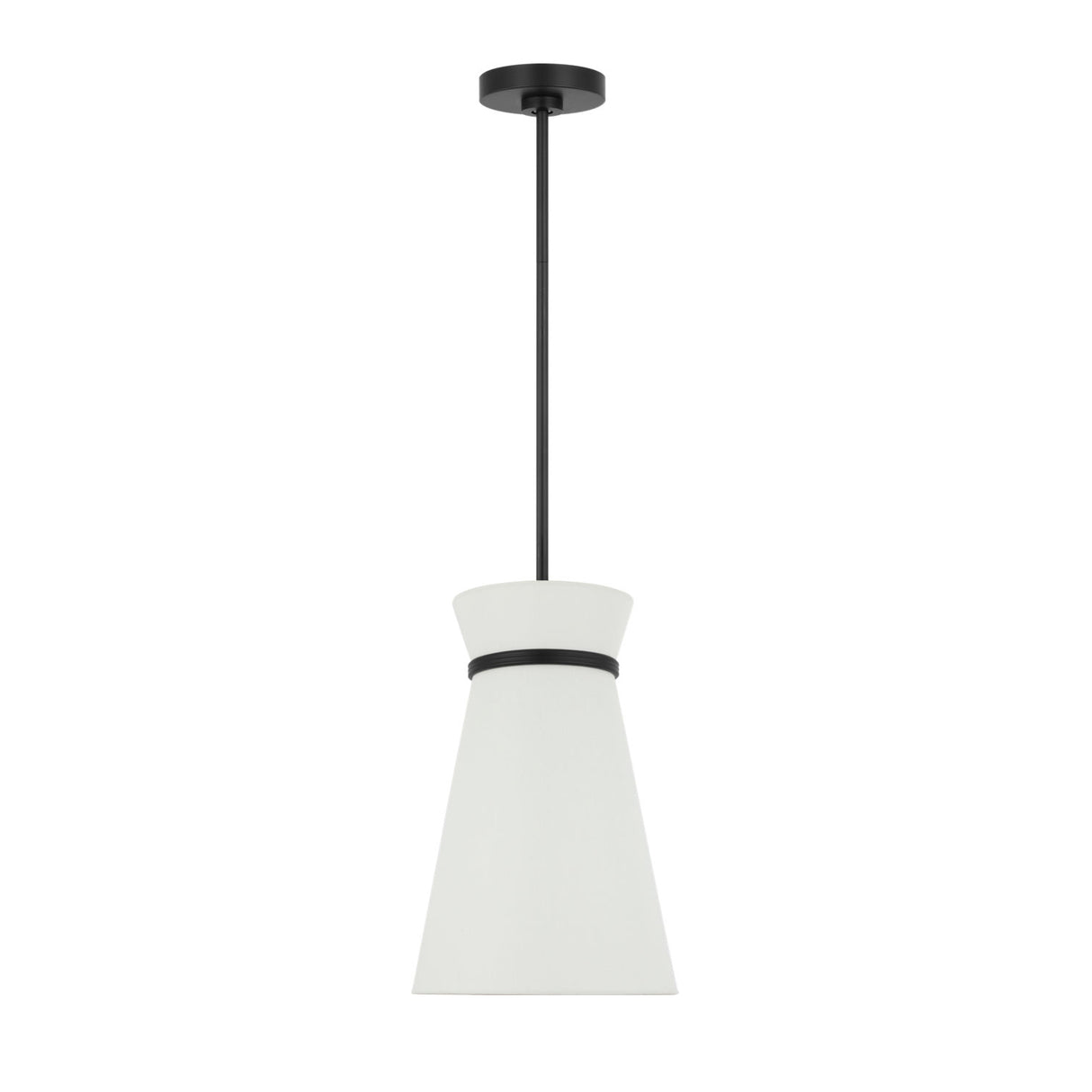 Veronica Pendant 10", Matte Black and White Linen