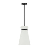 Veronica Pendant 10", Matte Black and White Linen