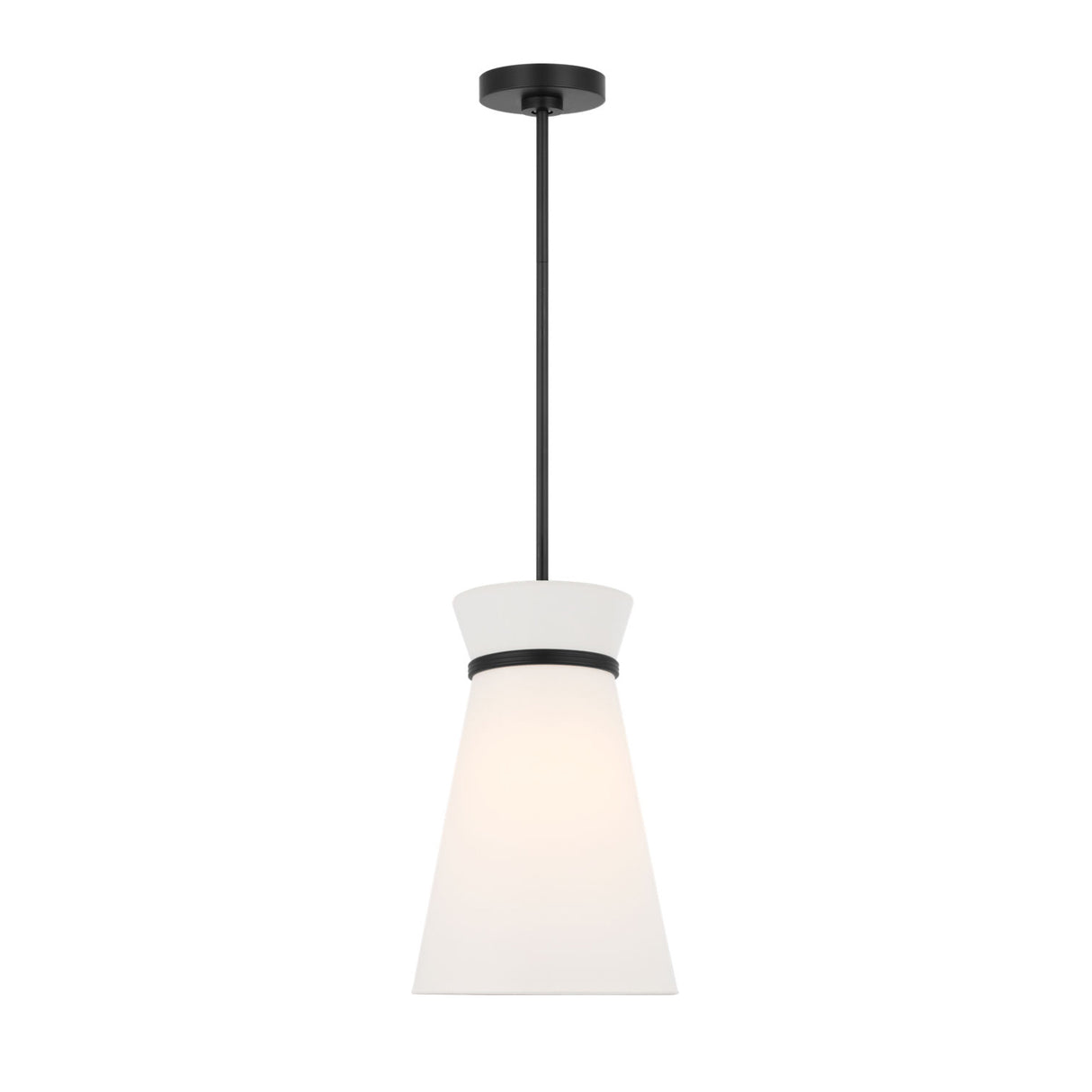 Veronica Pendant 10", Matte Black and White Linen