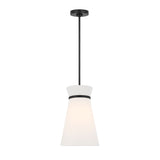 Veronica Pendant 10", Matte Black and White Linen