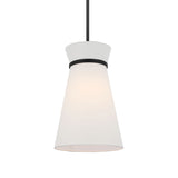 Veronica Pendant 10", Matte Black and White Linen
