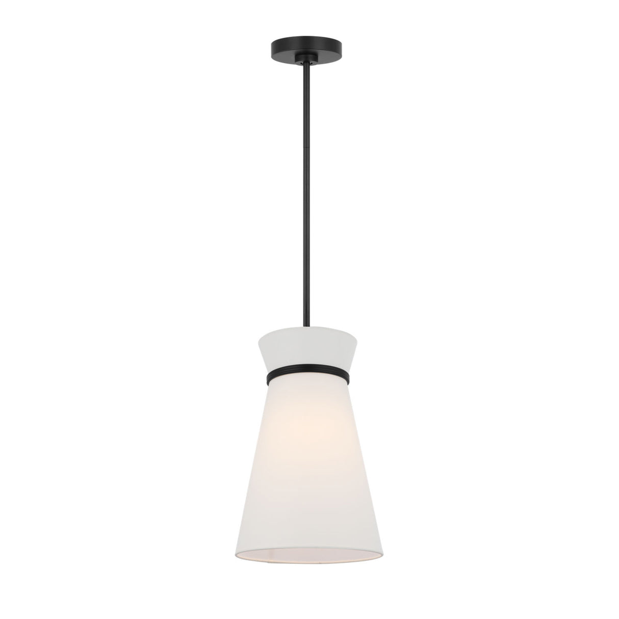 Veronica Pendant 10", Matte Black and White Linen
