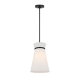Veronica Pendant 10", Matte Black and White Linen