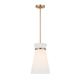 Veronica Pendant 10", Satin Brass and White Linen