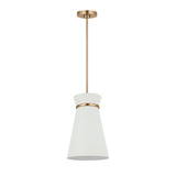 Veronica Pendant 10", Satin Brass and White Linen